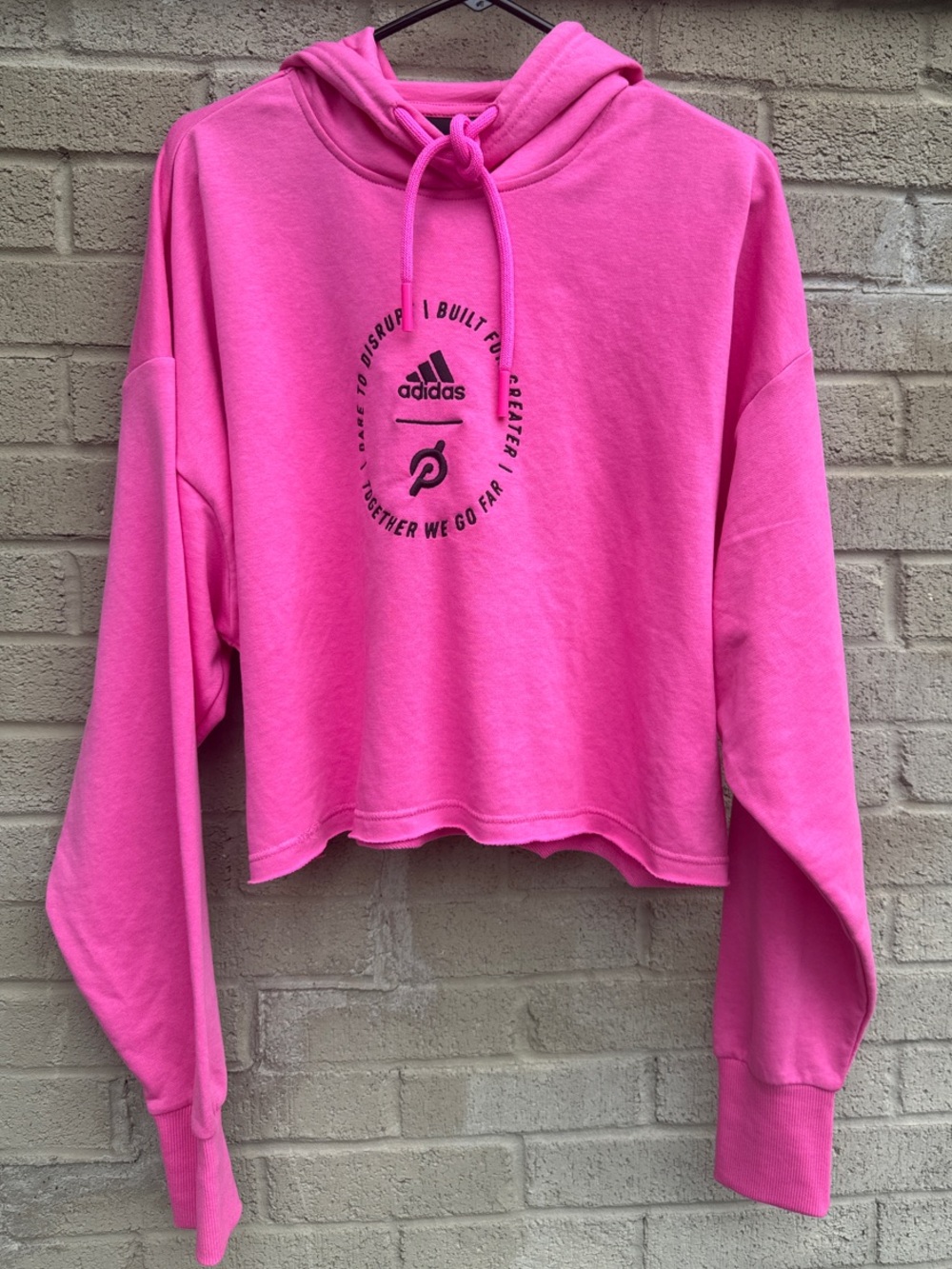 adidas x Peloton Hot Pink Cropped Hoodie Sweatshirt